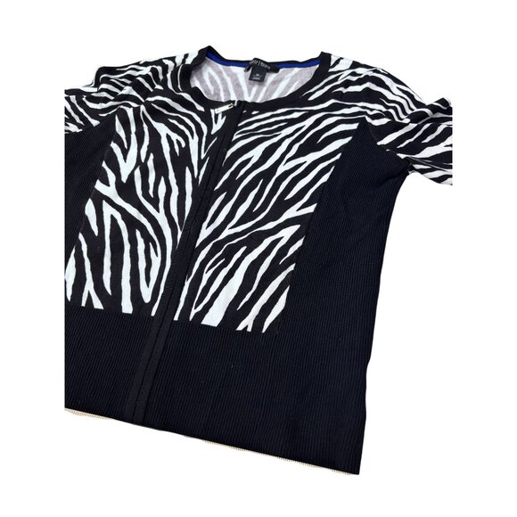 White House Black Market Zebra Print Cardigan Sweater Black & White Medium - Picture 10 of 11